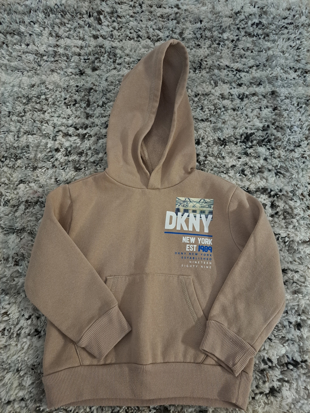 DKNY Kids Beige/Tan Logo Hoodie Sweatshirt